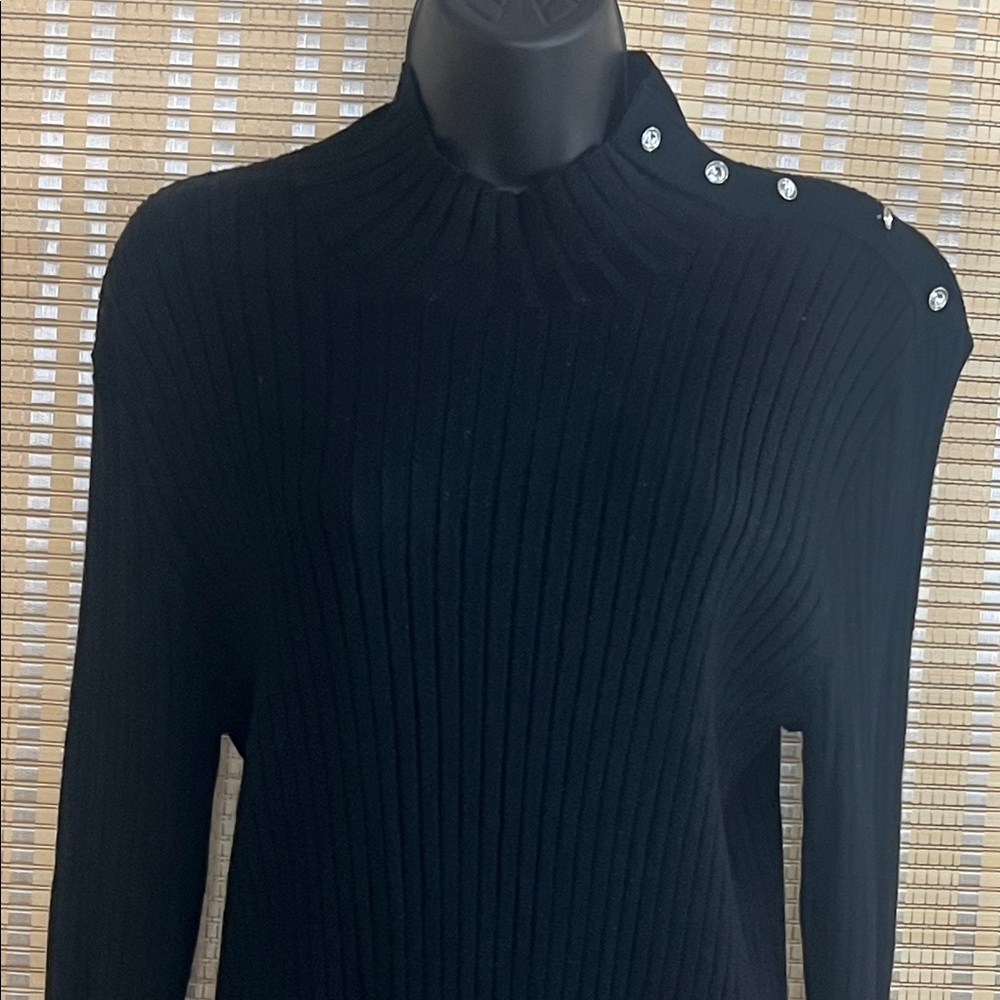 New York & Company Black Ribbed Turtleneck Sweater